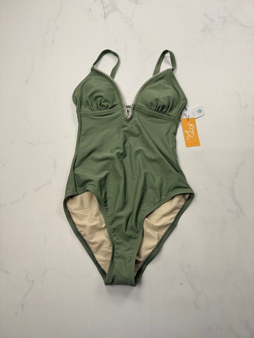 Kona Sol Swimwear Swimsuit Green Modern Fitted - Womens S NWT